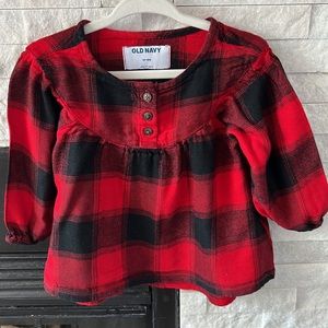 OLD NAVY long sleeve red and black checkered shirt.